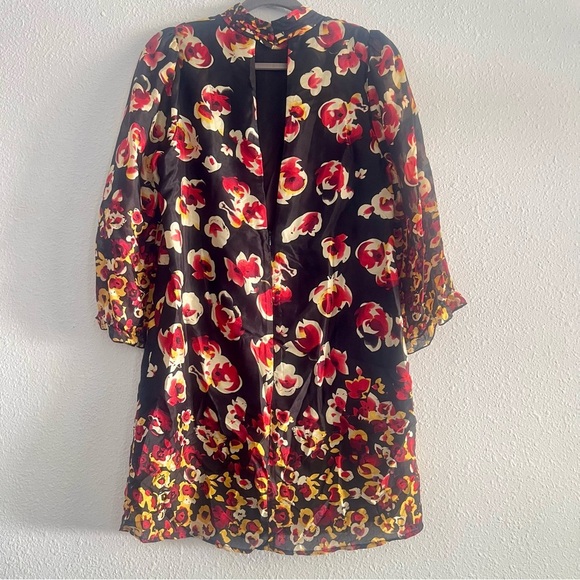 Aryn K. 100% Silk Floral Mini Dress Size M - Picture 6 of 11